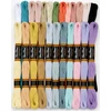 Medvilninių siuvinėjimo siūlų Muline RainBow® 24 pastelinių spalvų po 8 m rinkinys
