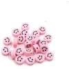 RAINBOW Akriliniai karoliukai Emoji Smiley 10x6 mm 20 vnt., spalva rožinė