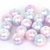 RAINBOW Apvalūs įvairiaspalviai perlo imitacijos karoliukai 4 mm, 16 vnt., šviesus