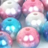 RAINBOW Apvalūs įvairiaspalviai perlo imitacijos karoliukai 10 mm, 5 vnt., tamsus