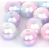 RAINBOW Apvalūs įvairiaspalviai perlo imitacijos karoliukai 8 mm, 7 vnt., šviesus