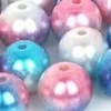 RAINBOW Apvalūs įvairiaspalviai perlo imitacijos karoliukai 10 mm, 5 vnt., tamsus
