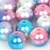 RAINBOW Apvalūs įvairiaspalviai perlo imitacijos karoliukai 6 mm, 8 vnt., tamsus