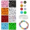 RAINBOW Siūlų ir akrilinių karoliukų Emoji Smiley rinkinys apyrankių gamybai 160 vnt.