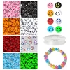 RAINBOW Siūlų ir akrilinių karoliukų Emoji Smiley rinkinys apyrankių gamybai 160 vnt.