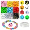RAINBOW Siūlų ir akrilinių karoliukų Emoji Smiley rinkinys apyrankių gamybai 180 vnt.