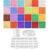 Siūlų ir stiklinių apvalių karoliukų (biserio) 6/0 RainBow® 24 spalvų po 10 g rinkinys su dėžute, šviesus