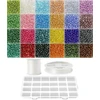 Siūlų ir stiklinių apvalių karoliukų (biserio) 6/0 RainBow® 24 spalvų po 10 g rinkinys su dėžute, tamsus