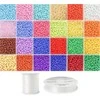 Siūlų ir stiklinių apvalių karoliukų (biserio) 6/0 RainBow® 24 spalvų po 10 g rinkinys, šviesus