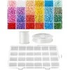 Siūlų ir stiklinių apvalių karoliukų (biserio) 6/0 RainBow® 24 spalvų po 10 g rinkinys su dėžute, pastelinis