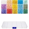 Stiklinių apvalių karoliukų (biserio) 6/0 RainBow® 15 spalvų po 10 g rinkinys su dėžute, pastelinis