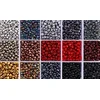 Stiklinių apvalių karoliukų (biserio) 6/0 RainBow® 15 spalvų po 10 g rinkinys, tamsus