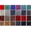 Stiklinių apvalių karoliukų (biserio) 6/0 RainBow® 24 spalvų po 10 g rinkinys, tamsus