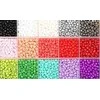 Stiklinių apvalių karoliukų (biserio) 6/0 RainBow® 15 spalvų po 10 g rinkinys, šviesus