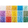 Stiklinių apvalių karoliukų (biserio) 6/0 RainBow® 15 spalvų po 10 g rinkinys, pastelinis