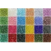 Stiklinių apvalių karoliukų (biserio) 6/0 RainBow® 24 spalvų po 10 g rinkinys, tamsus