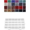 Stiklinių apvalių karoliukų (biserio) 6/0 RainBow® 24 spalvų po 10 g rinkinys su dėžute, tamsus