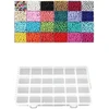 Stiklinių apvalių karoliukų (biserio) 6/0 RainBow® 24 spalvų po 10 g rinkinys su dėžute, ryškus