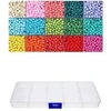 Stiklinių apvalių karoliukų (biserio) 6/0 RainBow® 15 spalvų po 10 g rinkinys su dėžute, ryškus