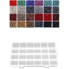 Stiklinių apvalių karoliukų (biserio) 6/0 RainBow® 24 spalvų po 10 g rinkinys su dėžute, tamsus