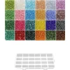 Stiklinių apvalių karoliukų (biserio) 6/0 RainBow® 24 spalvų po 10 g rinkinys su dėžute, tamsus