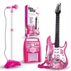 Suprimo vaikiška elektrinė gitara su mikrofonu, stovu ir LED stiprintuvu, rožinė, 72 cm