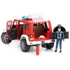 Ugniagesių Jeep Wrangler su ugniagesio figūrėle, šviesomis ir garsais – Bruder 02528