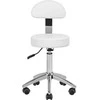 Activeshop Kosmetologinė meistro kėdutė STOOL BEAUTY BACKREST ROUND Baltas
