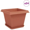 Augalų vazonai 24 vnt. Raudona plyta Plastmasė