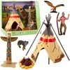Lean Toys Indėnų žaidimų rinkinys su tipiu ir figūrėlėmis