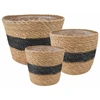 Jūros žolės augalų krepšiai 3 pcs Natūrali ir juoda Ø26 x 19 cm