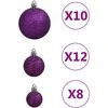 Kalėdinių žaisliukų rinkinys, 111vnt., violetinis, polistirenas
