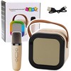 Lean Toys Belaidė karaoke kolonėlė su mikrofonu K12 RGB Bluetooth smėlinė