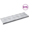 Laiptų danga 15 pcs Sidabro 60 x 18 x 2,5 cm Aliuminis