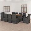 Lauko komplektas su pagalvėlėmis, 11 dalių, juodas, poliratanas
