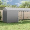 Lauko voljeras šunims su stogu, sidabrinis, 2x14x2,5m, plienas