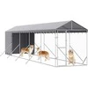 Lauko voljeras šunims su stogu, sidabrinis, 2x10x2,5m, plienas