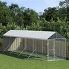 Lauko voljeras šunims su stogu, sidabrinis, 2x10x2,5m, plienas