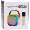 Lean Toys Belaidė karaoke kolonėlė K12 RGB Bluetooth su mikrofonu rožinė