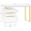 Activeshop Kosmetologinis stalas 3311G Gold Baltas