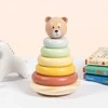 Tooky Toys Medinė sensorinė piramidė su meškiuku Tooky Toy