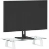 Laikiklis Monitoriaus stovas, baltas, 40x20x8cm, stiklas ir metalas