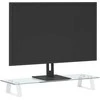 Laikiklis Monitoriaus stovas, baltas, 60x20x8cm, stiklas ir metalas