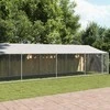 Narvas šunims su stogu ir durimis, pilkas, 12x2x2m, plienas