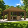 Pavėsinė 4 × 3 m Taupe Poliesteris ir plienas 190 gsm