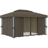 Pavėsinė su lemputėmis ir užuolaidomis LED, taupe, 4x3m