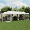 Proginė palapinė su 12 tinklinėmis sienomis, balta, 8x4m, HDPE