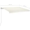 Rankiniu būdu ištraukiama markizė su LED, kreminė, 350x250cm