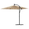Skėtis nuo saulės su LED/plieniniu stulpu, rudas, 269x269x235cm