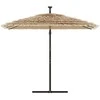 Skėtis nuo saulės su LED/plieniniu stulpu, rudas, 246x246x230cm